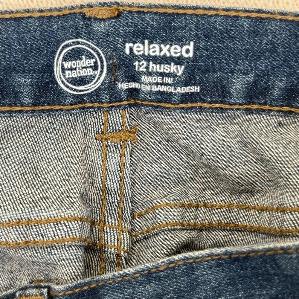 NWT Wonder Nation Boys Blue Jeans Size 12 Husky Adjustable‎ Waist Relaxed Fit